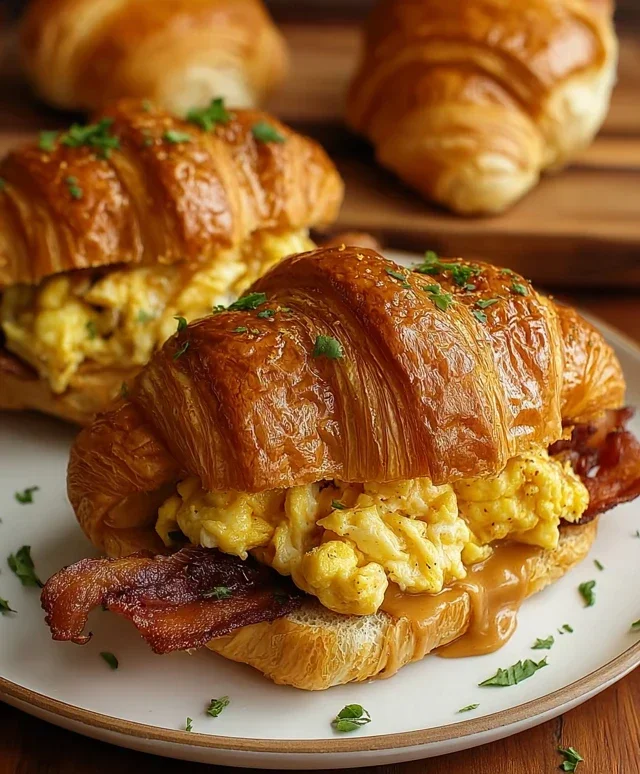 Killer Maple Mustard Croissant Breakfast Sandwiches