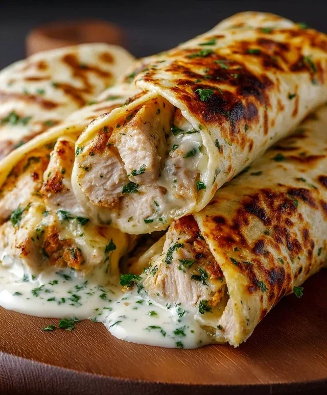 Low Carb Cheesy Garlic Chicken Wraps