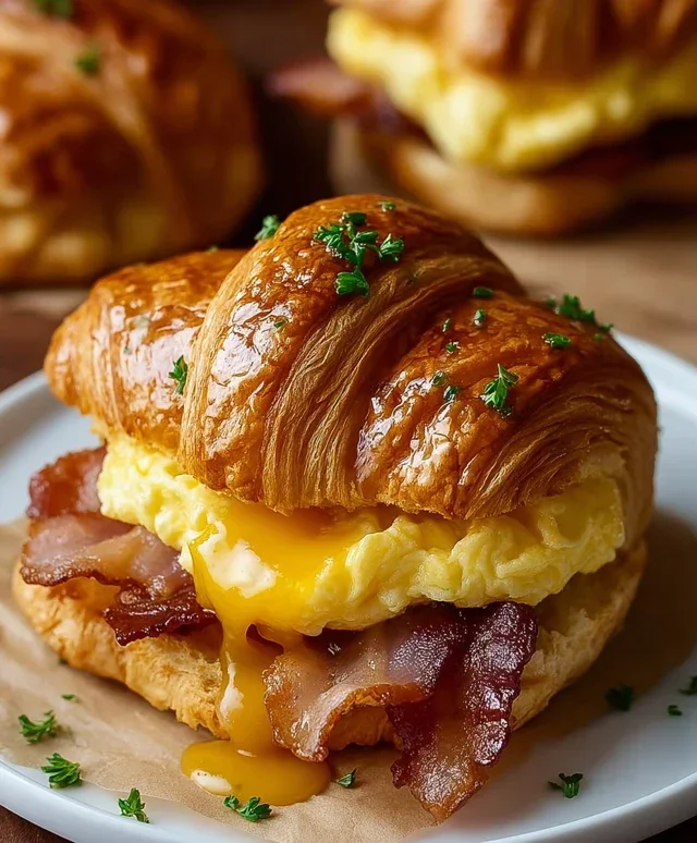 Killer Maple Mustard Croissant Breakfast Sandwiches