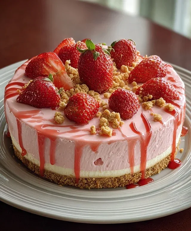 Strawberry Crunch Pink Cheesecake