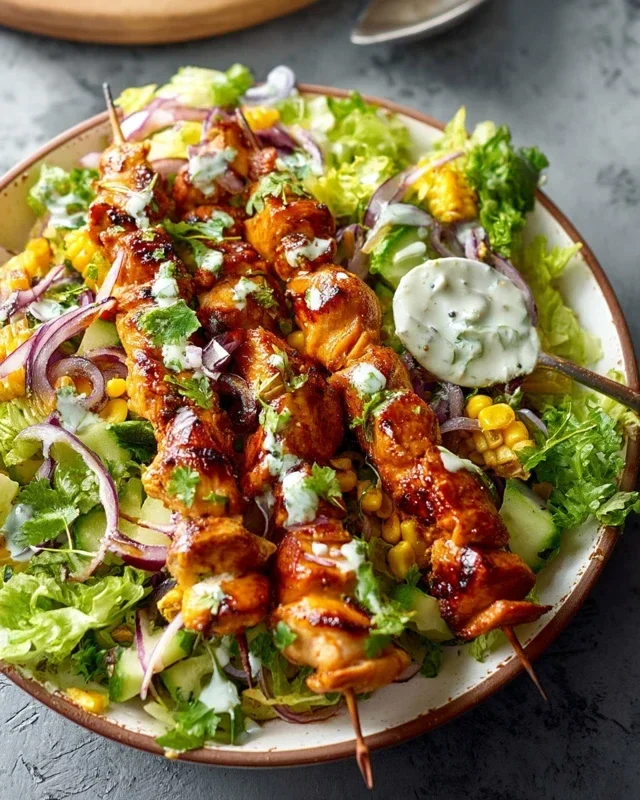 BBQ Chicken Skewer Salad