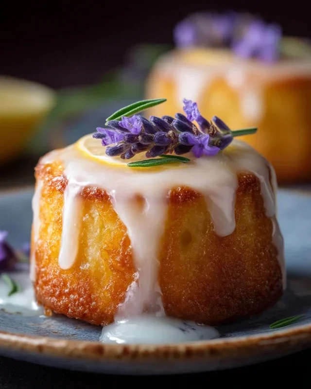 Mini Lemon Cakes With Lavender Glaze