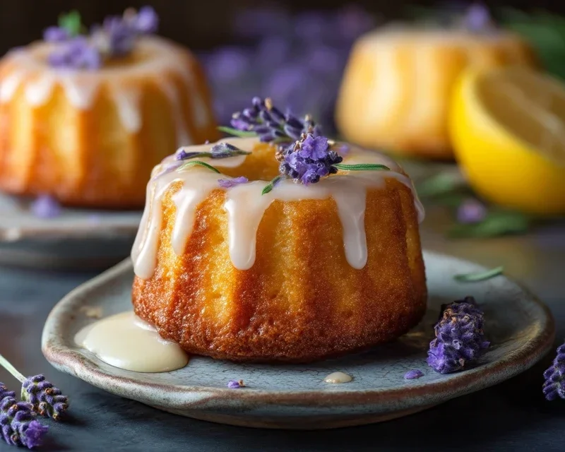 Mini Lemon Cakes With Lavender Glaze