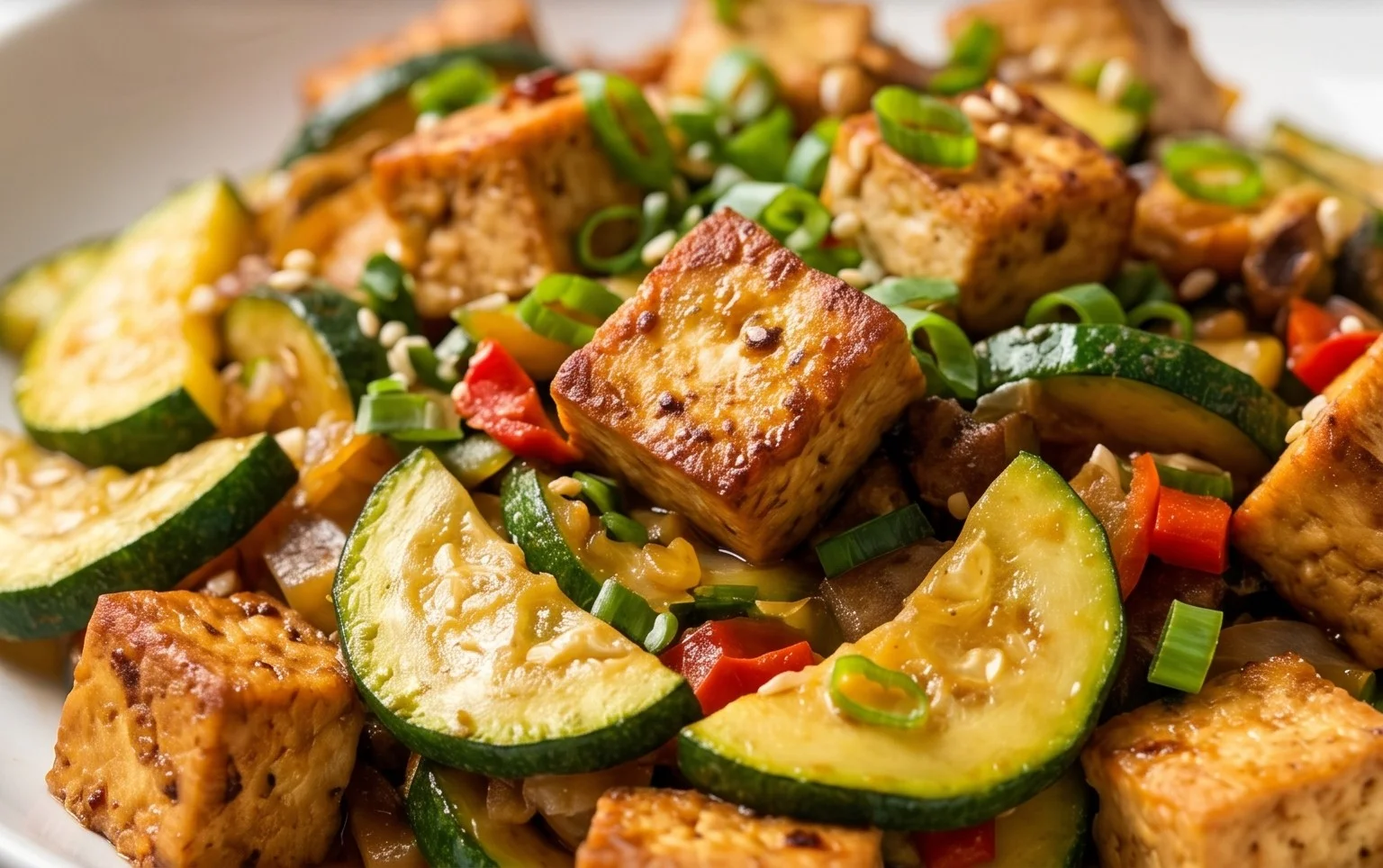Zucchini Stir Fry With Tofu (Vegan)