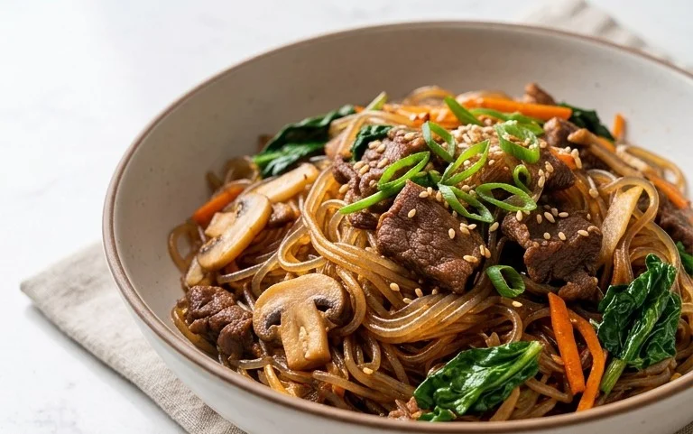 Japchae (Korean Glass Noodle Stir Fry)