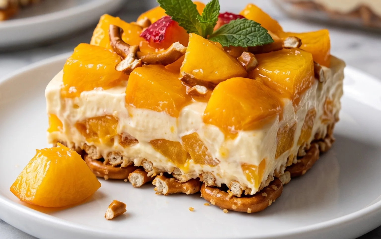 Peach Pretzel Salad Dessert
