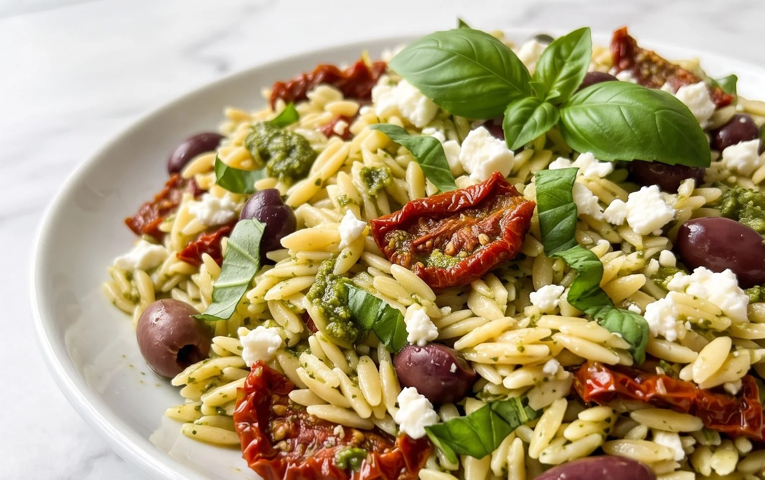 Sun Dried Tomato Orzo Pesto Salad