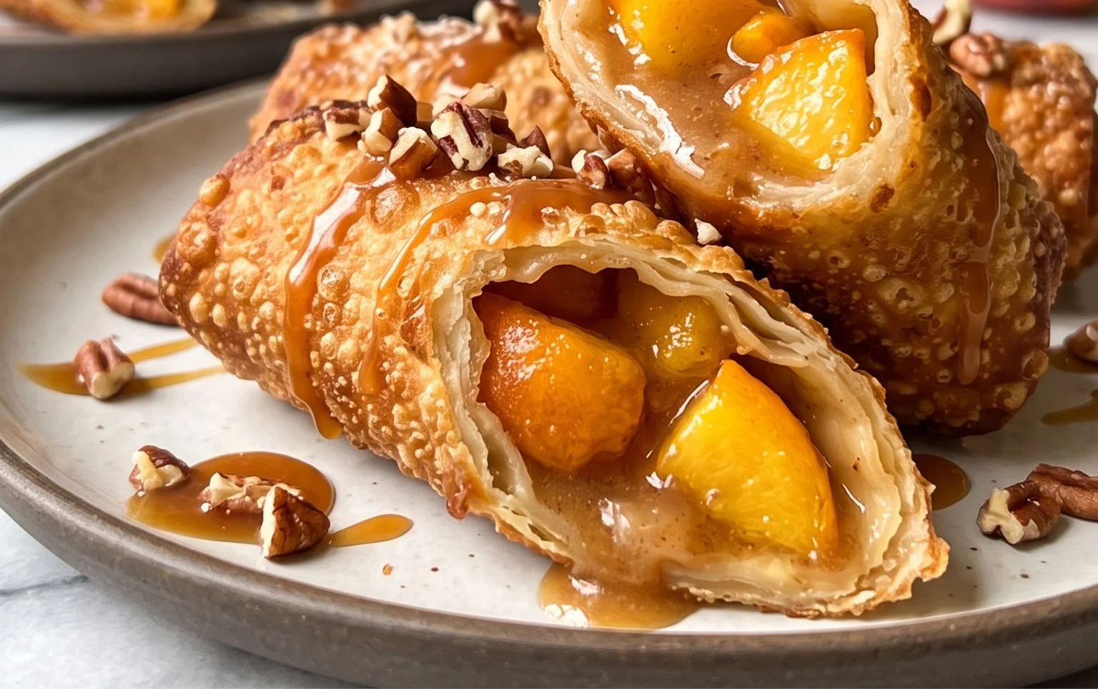 Peach Cobbler Egg Rolls