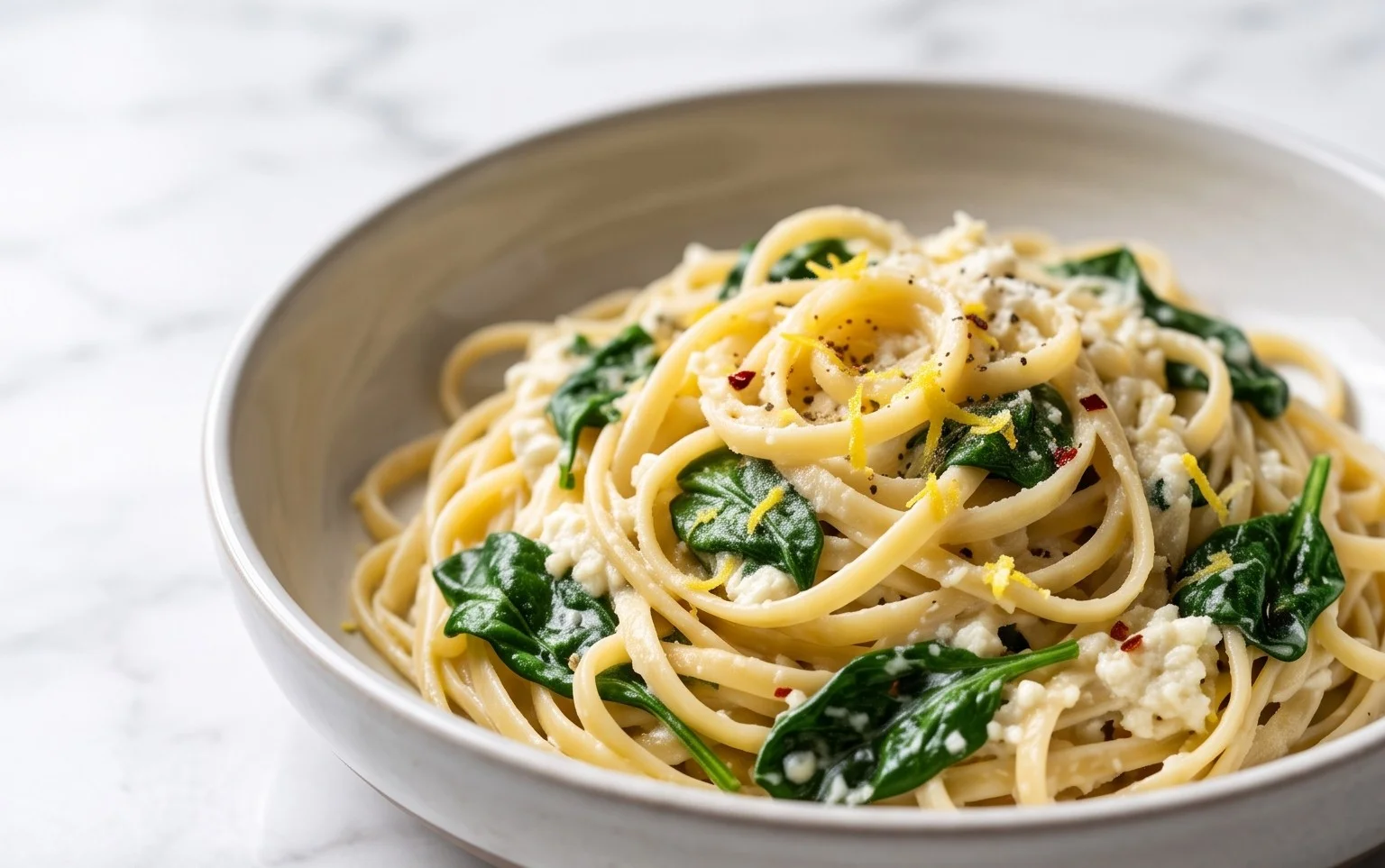 Lemon ricotta pasta & spinach