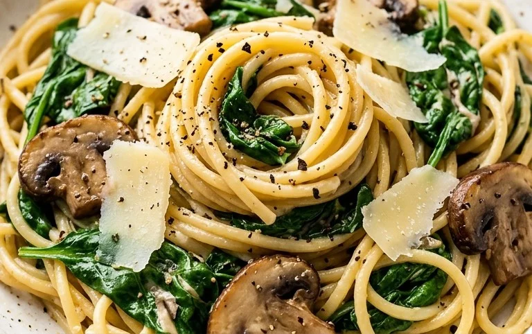 Parmesan Spinach Mushroom Pasta Skillet