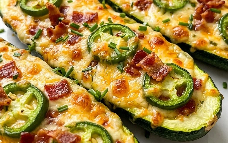 Jalapeno Popper Zucchini Boats