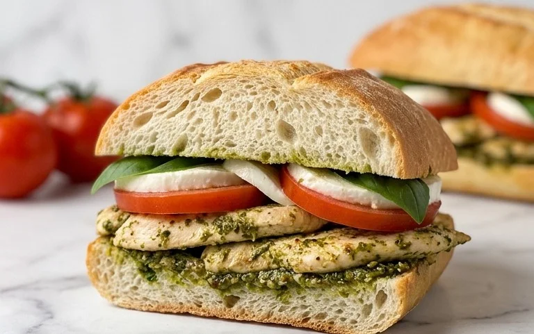 Chicken Pesto Caprese Sandwich