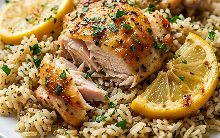 Greek Chicken and Lemon Rice (30 Minutes, One-Pot)