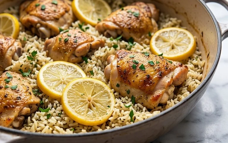 Greek Chicken and Lemon Rice (30 Minutes, One-Pot)