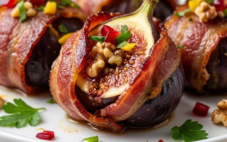 Beef Bacon Wrapped Stuffed Figs