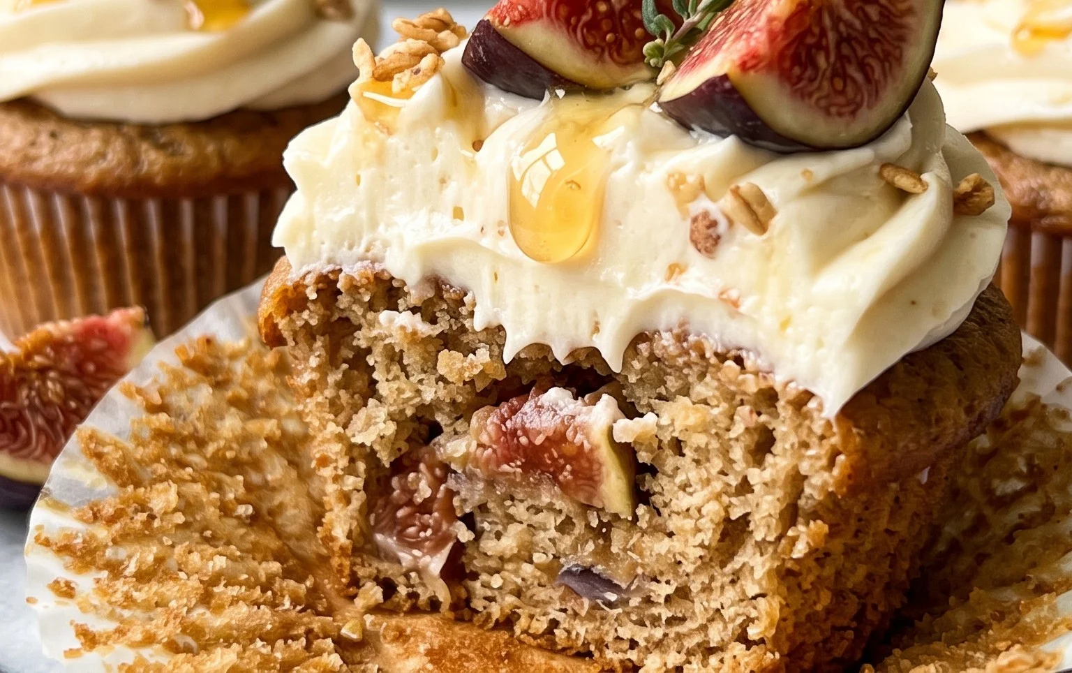 Fig Cupcakes with Honey Cream Cheese Frosting