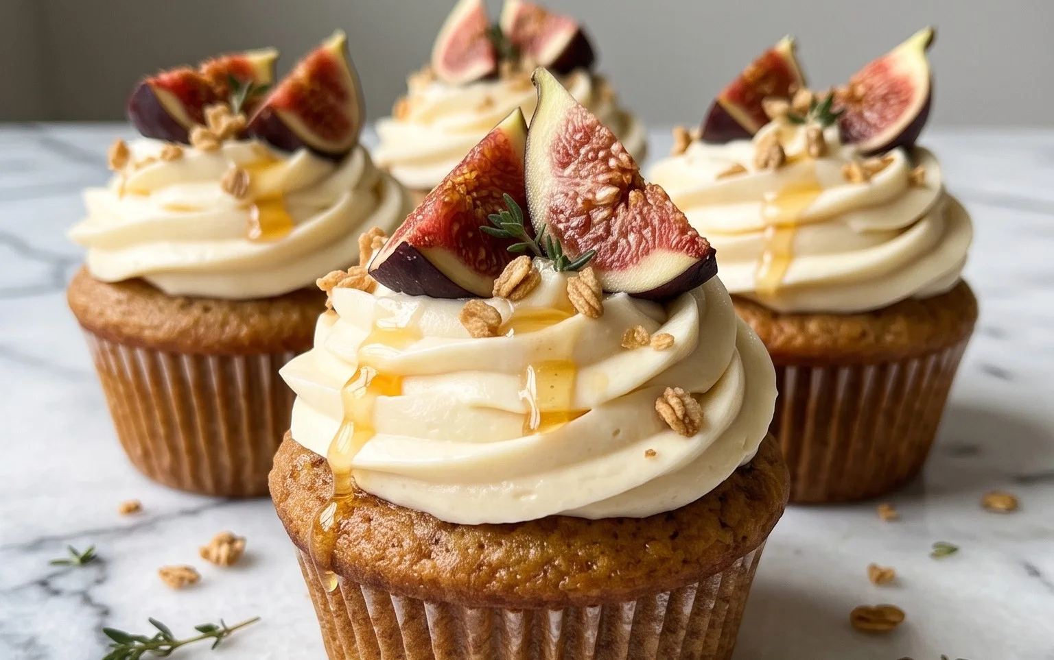 Fig Cupcakes with Honey Cream Cheese Frosting