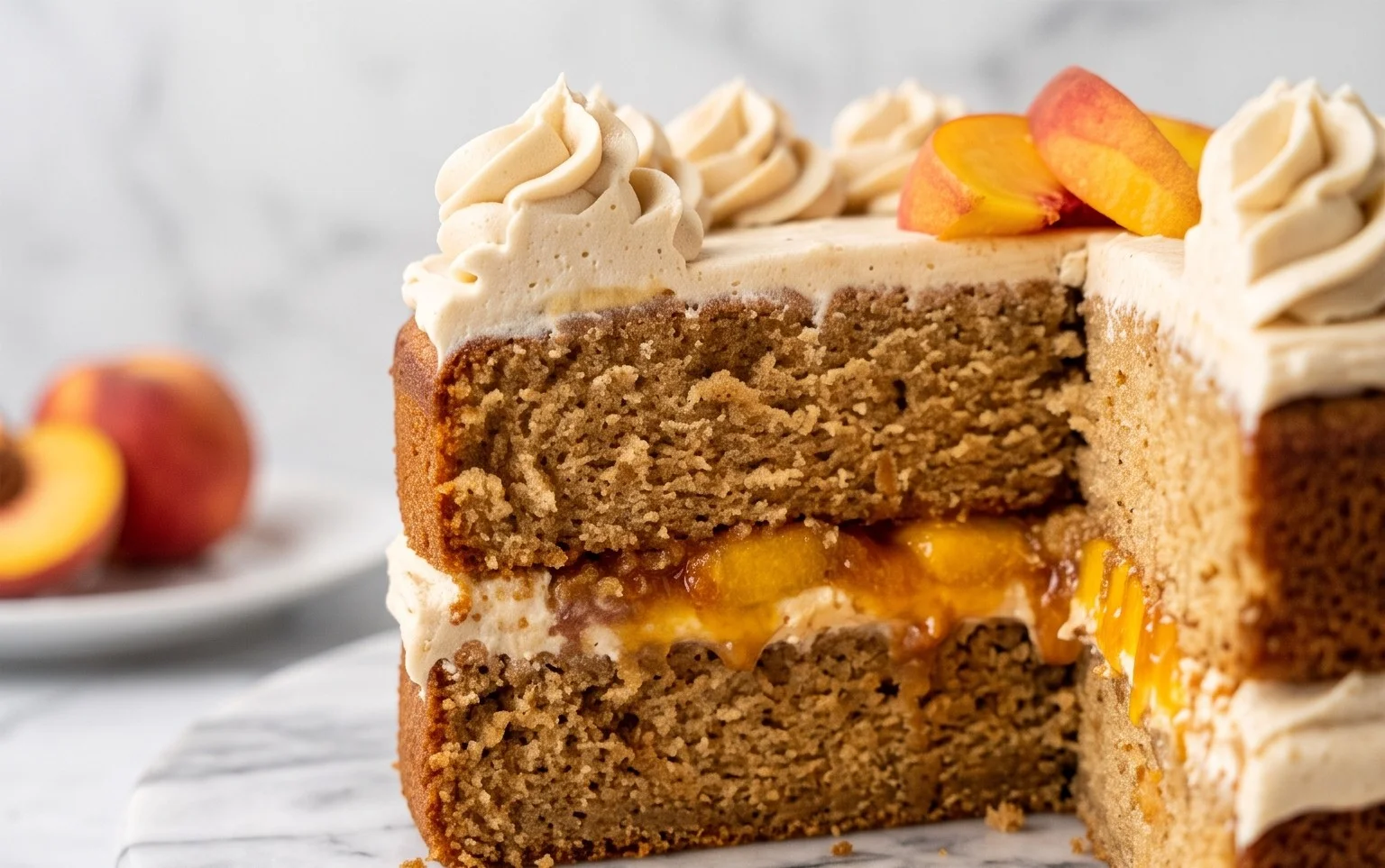 Brown Sugar Layer Cake with Peach Filling