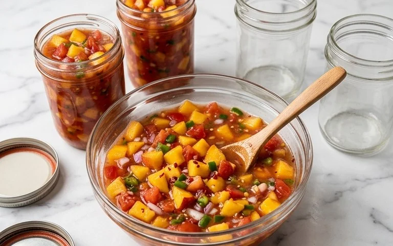 Sweet & Spicy Peach Salsa Canning Recipe